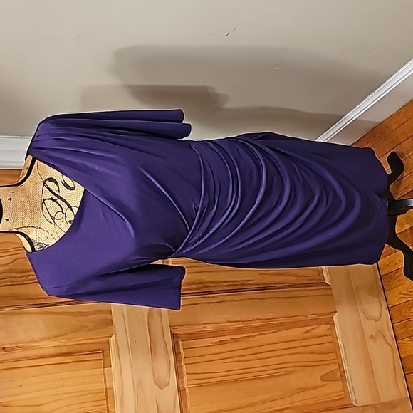 Size 14 connected apparel new without tags purple 3/4 length sleeve dress - Picture 11 of 11